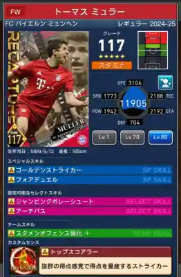 トーマス ミュラー バイエルンミュンヘンの選手データ