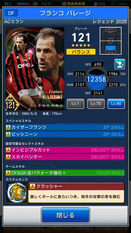 フランコ バレージ ミランの選手データ