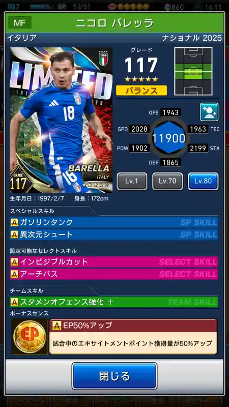 ニコロ バレッラの選手データ