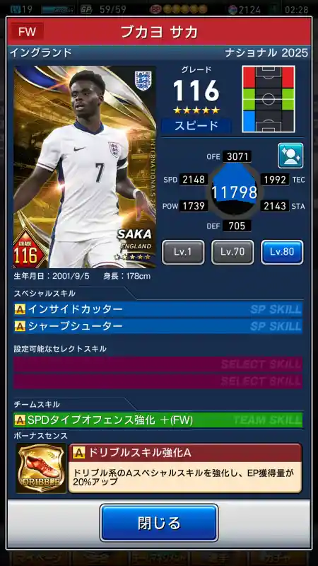 ブカヨ サカの選手データ
