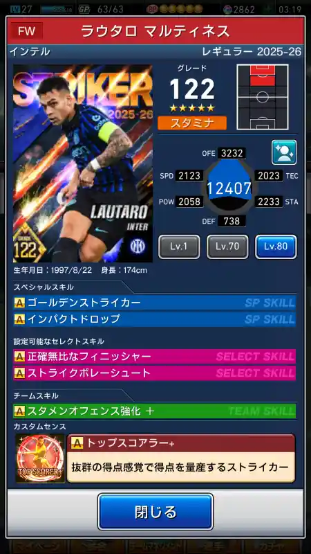 ラウタロ マルティネス インテルの選手データ